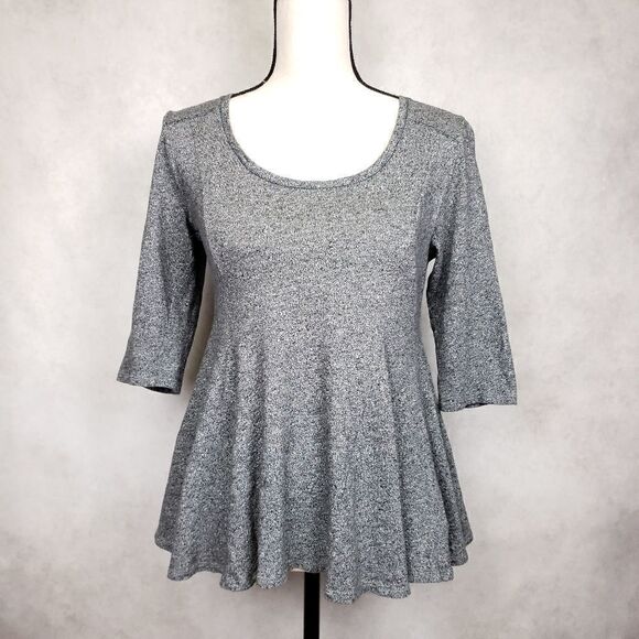 Akemi+Kin Anthro gray 1/2 sleeve peplum top S - Picture 1 of 5